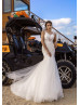 Beaded Ivory Lace Tulle See-through Wedding Dress